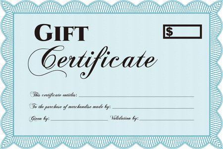 Vector Gift Certificate. Vector illustration.With complex background. Cordial design. 