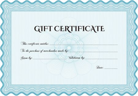 Modern gift certificate. Customizable, Easy to edit and change colors.With background. Retro design. 