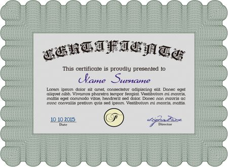 Sample Diploma. Modern design. Diploma of completion.Complex background. 
