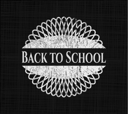 Back to School chalkboard emblem written on a blackboard