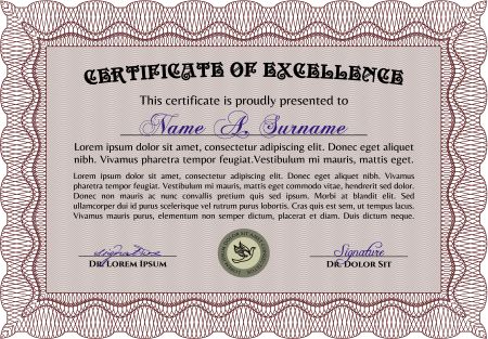 Certificate. Superior design. Detailed.With complex background. 