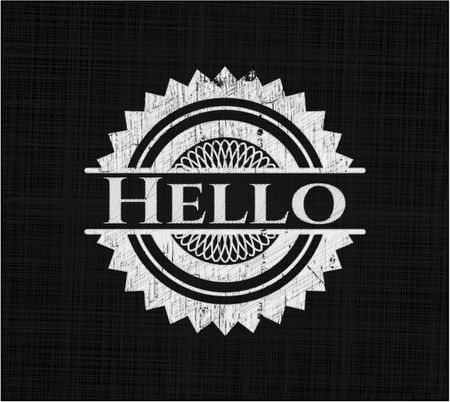 Hello chalkboard emblem written on a blackboard