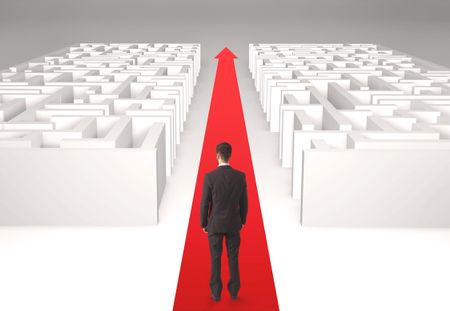 successful-businessman-front-separated-labyrinth-concept-336363602 Successful businessman in front of a separated labyrinth, concept about simple solution