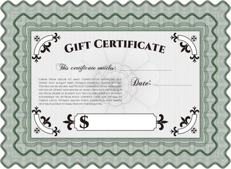 Gift certificate template. Detailed.With complex linear background. Elegant design. 