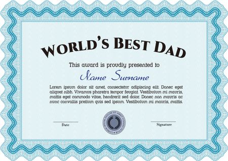 Best Dad Award. With guilloche pattern and background. Beauty design. Detailed.