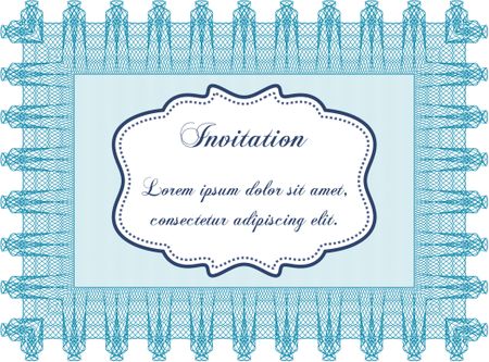 Vintage invitation. Lovely design. Border, frame.Easy to print.