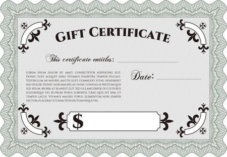 Retro Gift Certificate. Lovely design. With guilloche pattern. Customizable, Easy to edit and change colors.