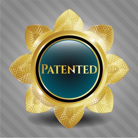 Patented gold shiny badge