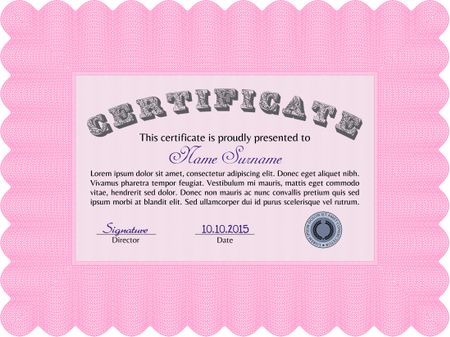 Certificate of achievement. With guilloche pattern. Detailed.Retro design. 