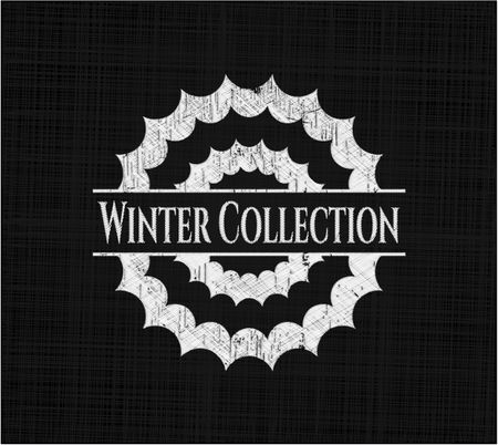 Winter Collection chalkboard emblem on black board