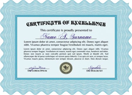 Certificate or diploma template. Frame certificate template Vector.With complex background. Sophisticated design. 