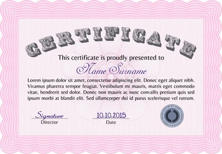 Diploma template or certificate template. Good design. Customizable, Easy to edit and change colors.With quality background. 