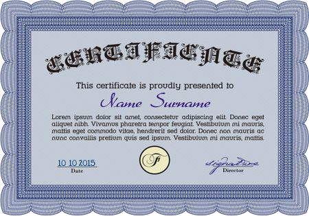 Sample Diploma. With quality background. Elegant design. Detailed.