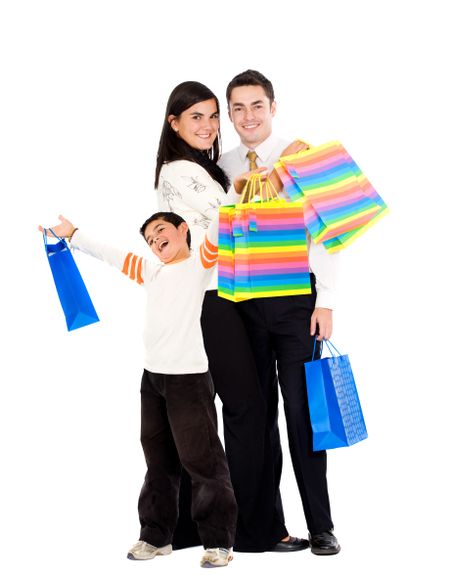 happy shopping people isolated over a white background