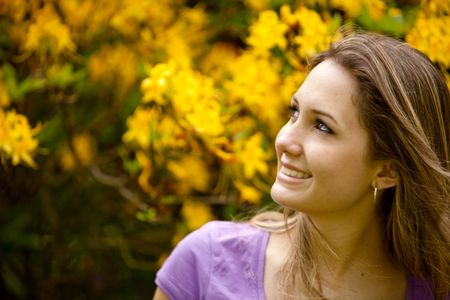Beautiful portrait of a female smiling outdoors