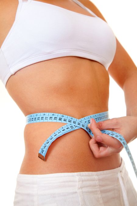 sexy female slim torso from isolated over white background