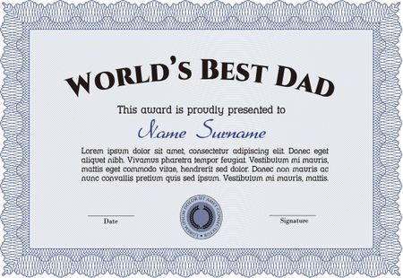 World's Best Dad Award Template. Superior design. With complex linear background. Customizable, Easy to edit and change colors.