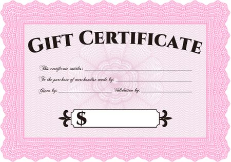 Vector Gift Certificate template. With background. Border, frame.Artistry design. 