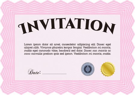 Vintage invitation template. Border, frame.Good design. With guilloche pattern. 