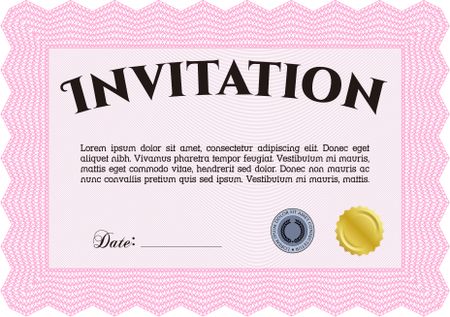 Vintage invitation template. Border, frame.Good design. With guilloche pattern.