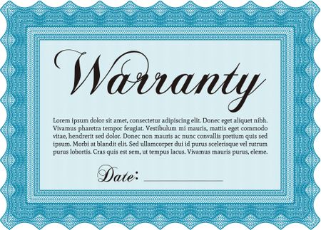 Sample Warranty. Complex border. With background. Very Customizable. 