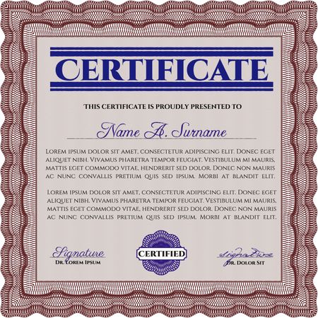 Certificate of achievement template. Good design. Vector certificate template.With complex linear background. 
