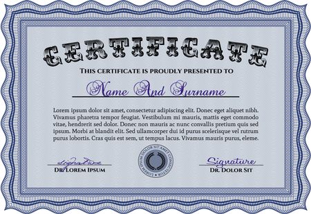 Certificate template. Printer friendly. Cordial design. Diploma of completion.