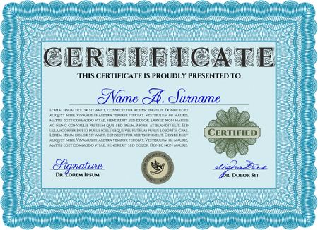 Sample Certificate. With quality background. Vector certificate template.Excellent design. 