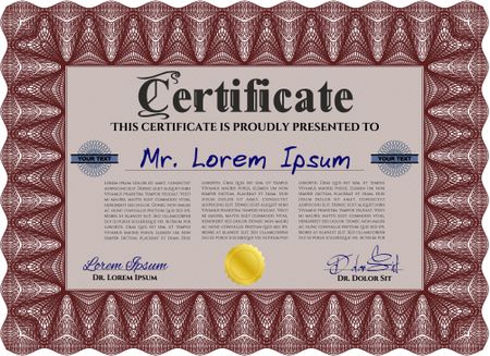 Diploma. Frame certificate template Vector.Nice design. With great quality guilloche pattern. 