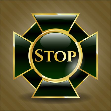 Stop gold shiny badge
