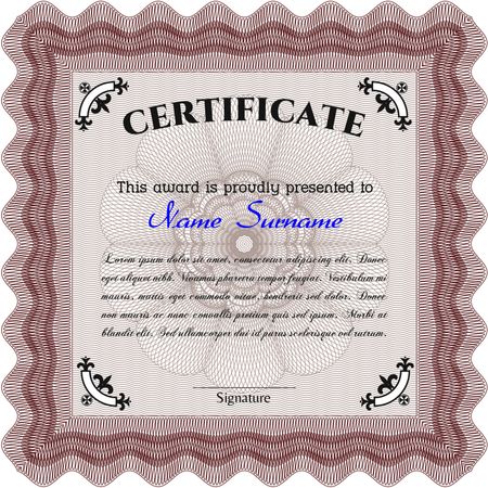 Diploma or certificate template. Complex background. Modern design. Vector certificate template.