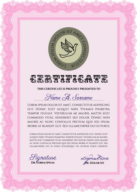 Diploma template. Border, frame.Complex design. Printer friendly. 