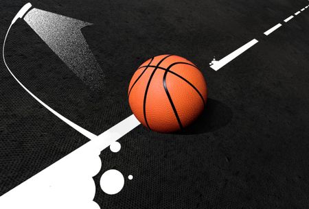 basketball on a road texture black background