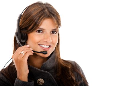 customer support operator woman smiling - isolated