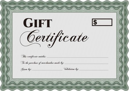 Retro Gift Certificate template. With guilloche pattern. Detailed.Retro design. 