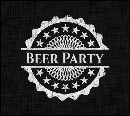 Beer Party chalkboard emblem written on a blackboard