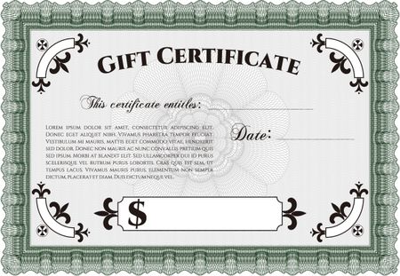 Formal Gift Certificate template. Good design. Vector illustration.Easy to print. 
