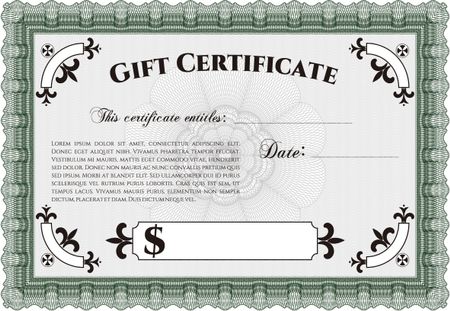 Formal Gift Certificate template. Good design. Vector illustration.Easy to print.