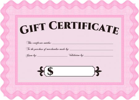 Formal Gift Certificate. With guilloche pattern and background. Detailed.Elegant design. 
