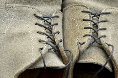 Close-up of a pair of men's suede shoes