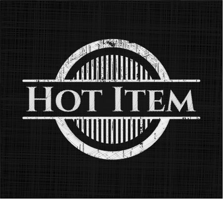 Hot Item chalkboard emblem on black board