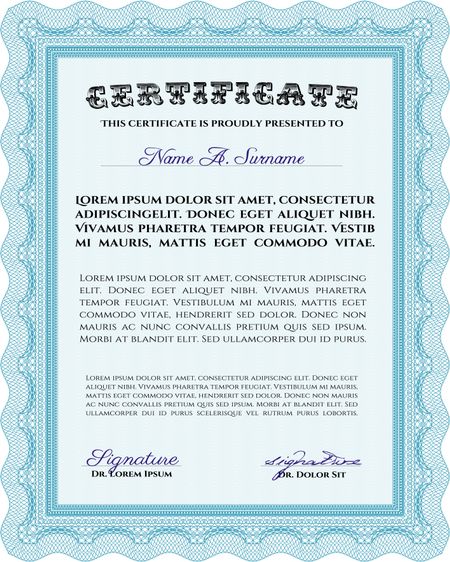Certificate. Elegant design. With complex background. Customizable, Easy to edit and change colors.