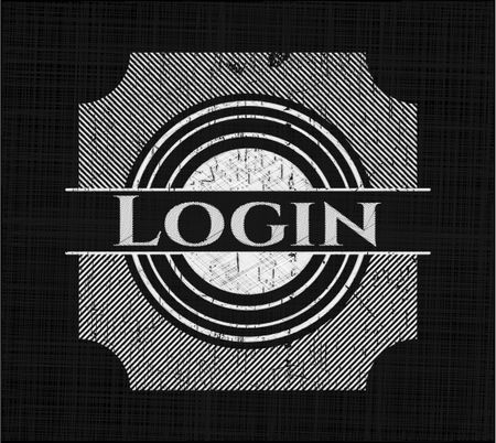 Login chalkboard emblem on black board