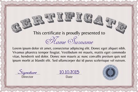 Certificate or diploma template. Excellent design. Vector pattern that is used in money and certificate.With great quality guilloche pattern. 