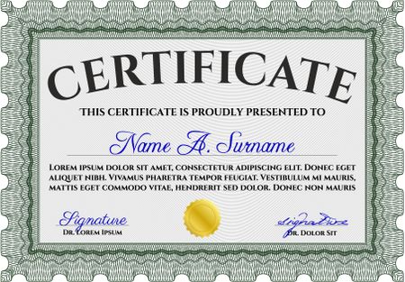 Certificate template. Sophisticated design. With great quality guilloche pattern. Diploma of completion.
