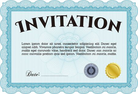 Formal invitation. Customizable, Easy to edit and change colors.Nice design. With great quality guilloche pattern. 