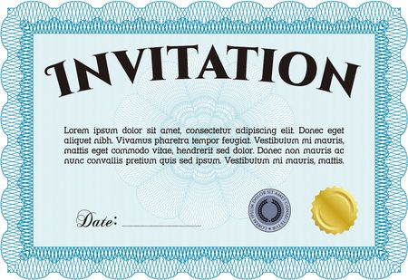 Formal invitation. Customizable, Easy to edit and change colors.Nice design. With great quality guilloche pattern.