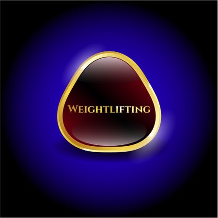 Weightlifting gold emblem or badge