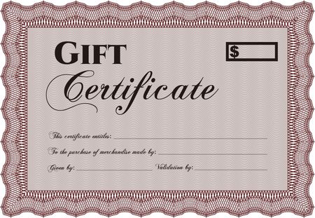 Formal Gift Certificate. Border, frame.Easy to print. Elegant design. 