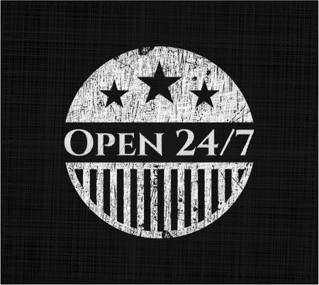 Open 24/7 chalk emblem